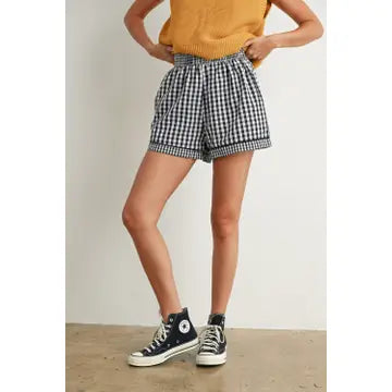 Black Gingham Shorts
