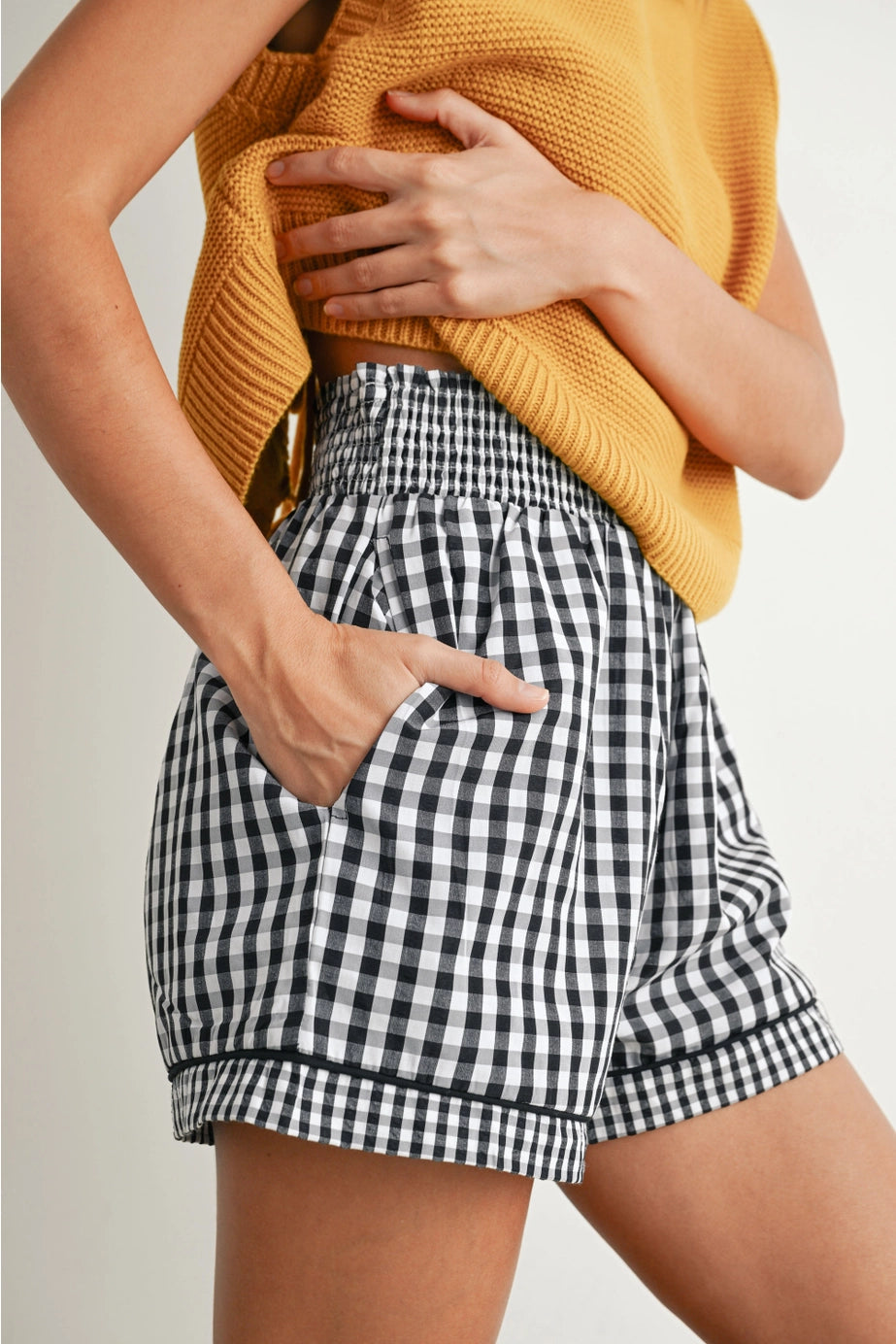 Black Gingham Shorts