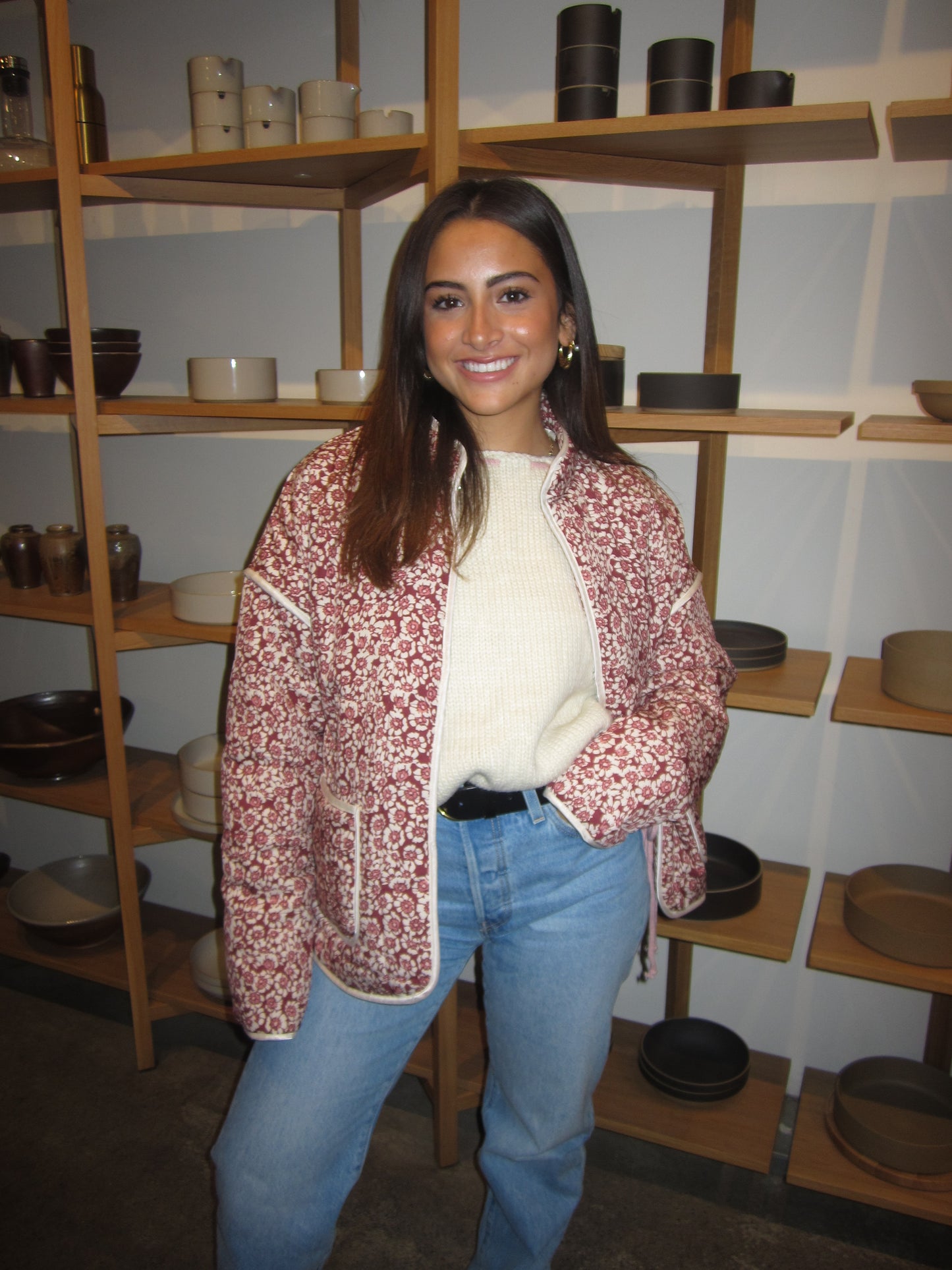 Cranberry Floral Quilted Jacket