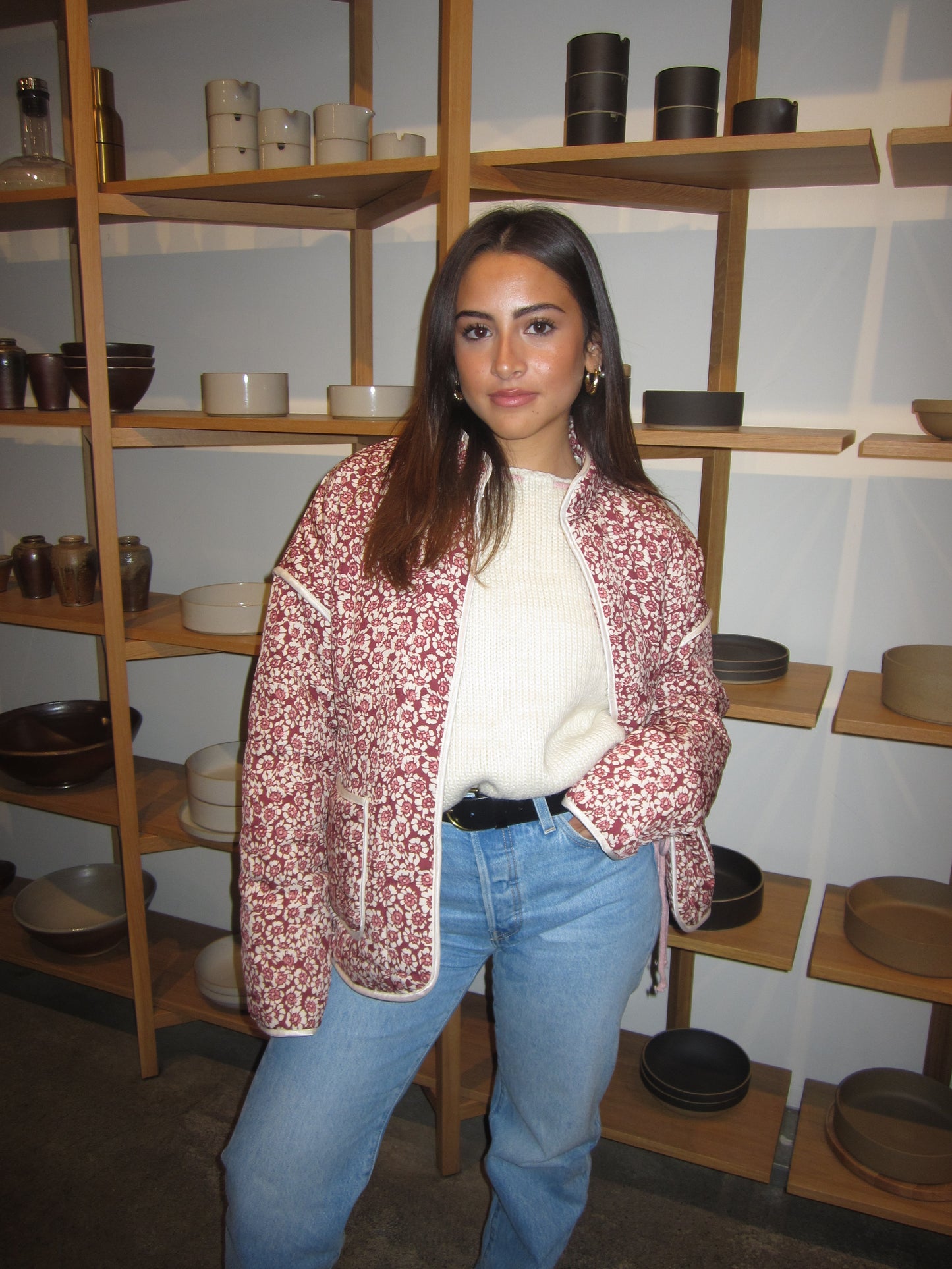 Cranberry Floral Quilted Jacket