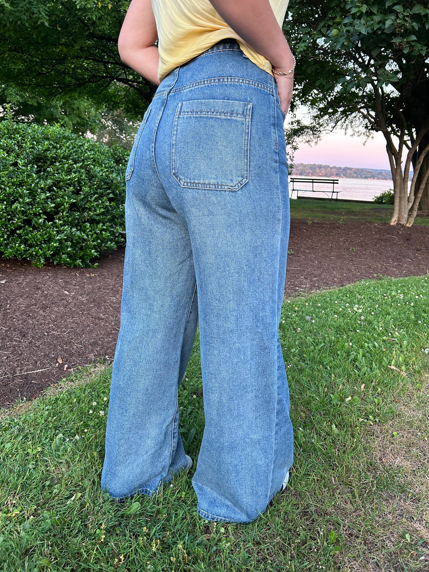 Bella Wide Leg Tie Jeans- Indigo