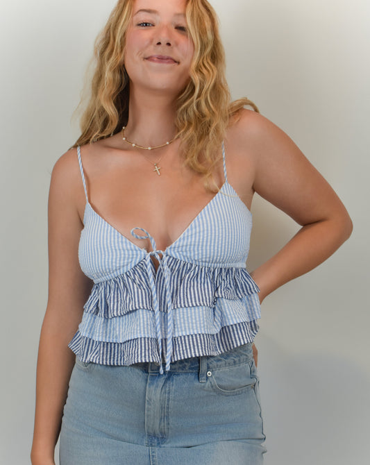 Mary Ruffled Seersucker Top